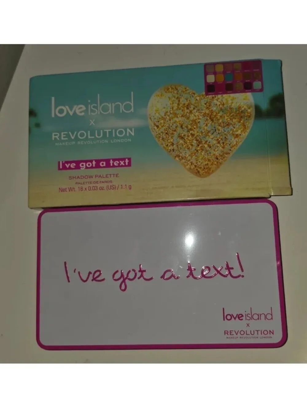 LOVE ISLAND X REVOLUTION MAKEUP I'VE GOT A TEXT SHADOW PALETTE 18 SHADES NIB